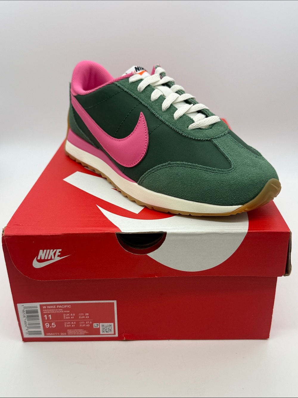 Nike Women’s Dark Green & Pink Retro Runner Sneakers